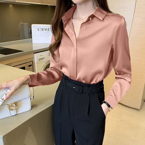 Office Lady Satin Silk Blouse Buy only ...